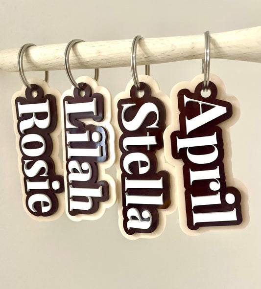 Custom Acrylic Bag Tag | Cocoa Latte Personalised Name Tag - Notchd Studio