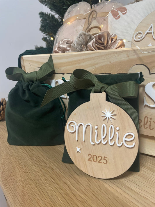 Personalised Christmas Tree Ornament with Acrylic Name - Notchd Studio