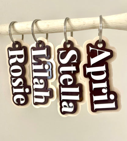Custom Acrylic Bag Tag | Cocoa Latte Personalised Name Tag