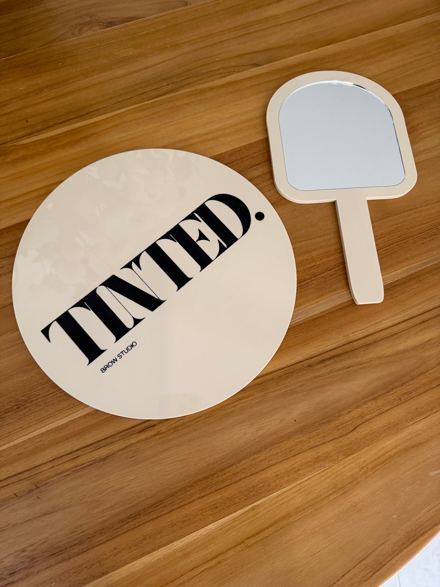 Personalised Salon Mirror | Custom Acrylic Beauty Mirror with Logo