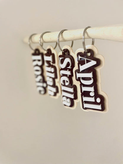 Custom Acrylic Bag Tag | Cocoa Latte Personalised Name Tag