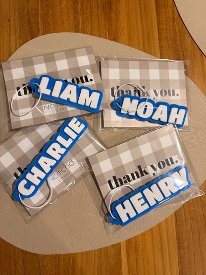 Bright Blue Personalised Acrylic Bag Tag