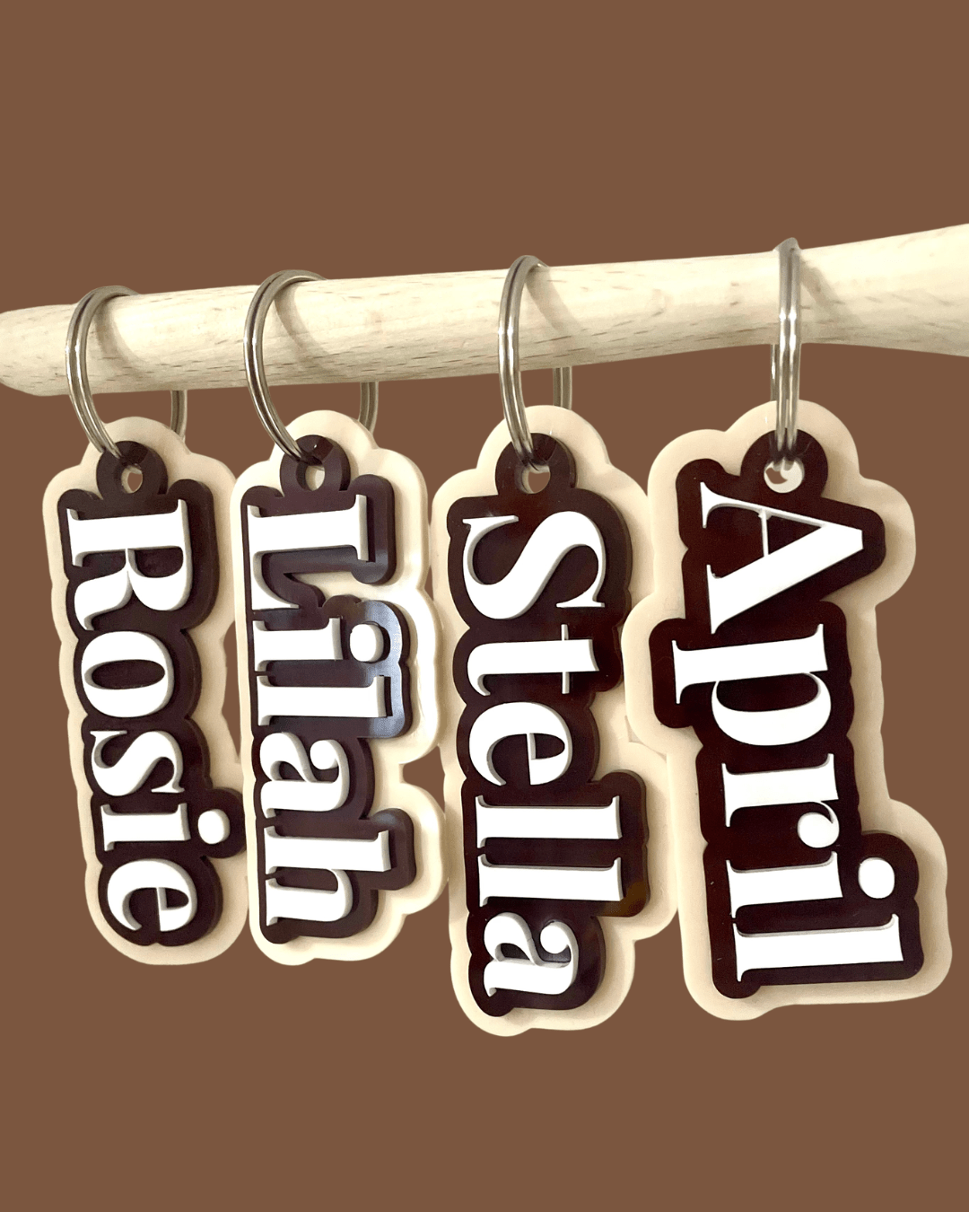 Custom Acrylic Bag Tag | Cocoa Latte Personalised Name Tag - Notchd Studio
