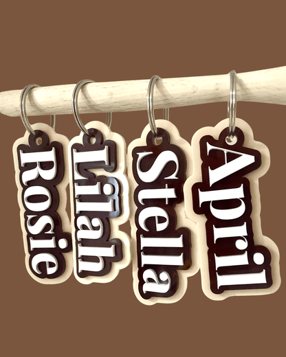 Custom Acrylic Bag Tag | Cocoa Latte Personalised Name Tag - Notchd Studio