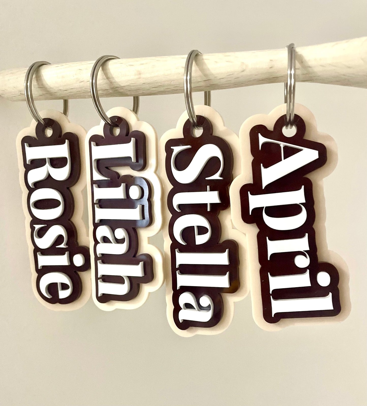 Custom Acrylic Bag Tag | Cocoa Latte Personalised Name Tag - Notchd Studio