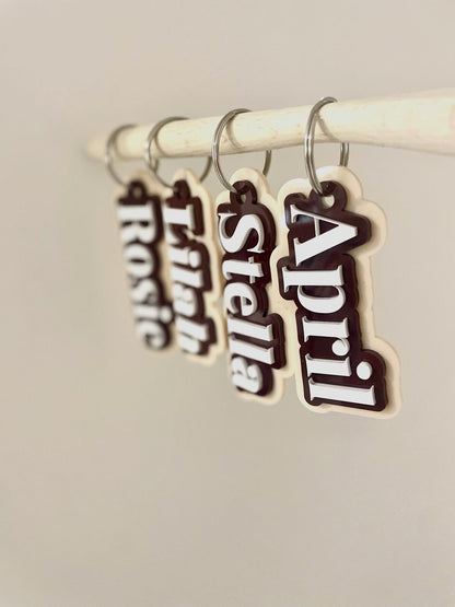 Custom Acrylic Bag Tag | Cocoa Latte Personalised Name Tag - Notchd Studio