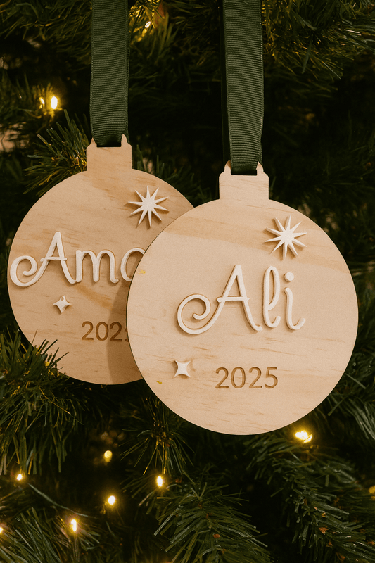 Personalised Christmas Tree Ornament with Acrylic Name - Notchd Studio