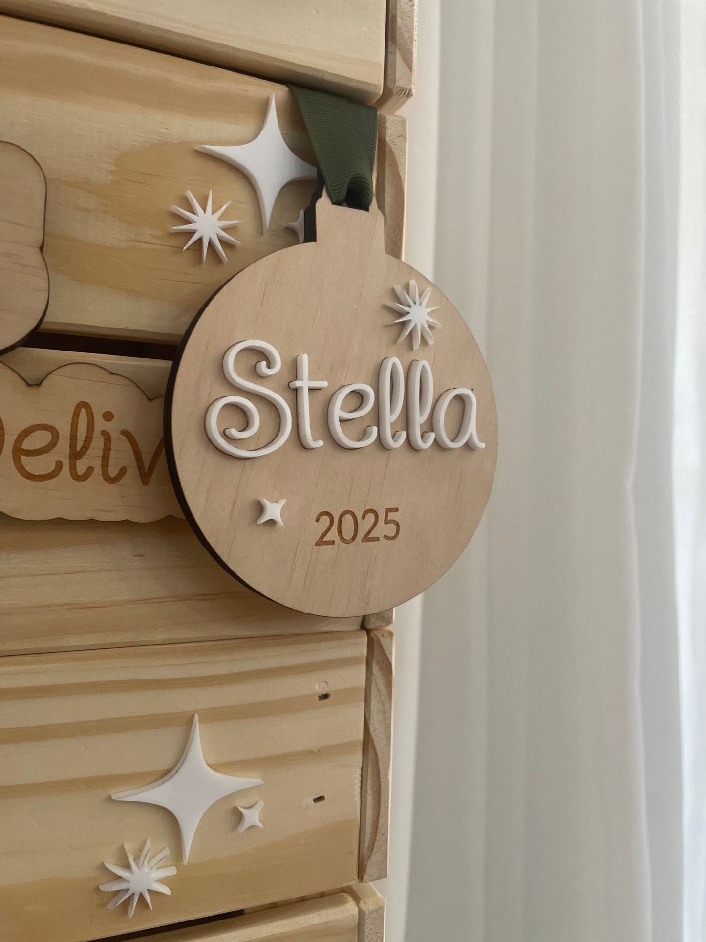 Personalised Christmas Tree Ornament with Acrylic Name - Notchd Studio