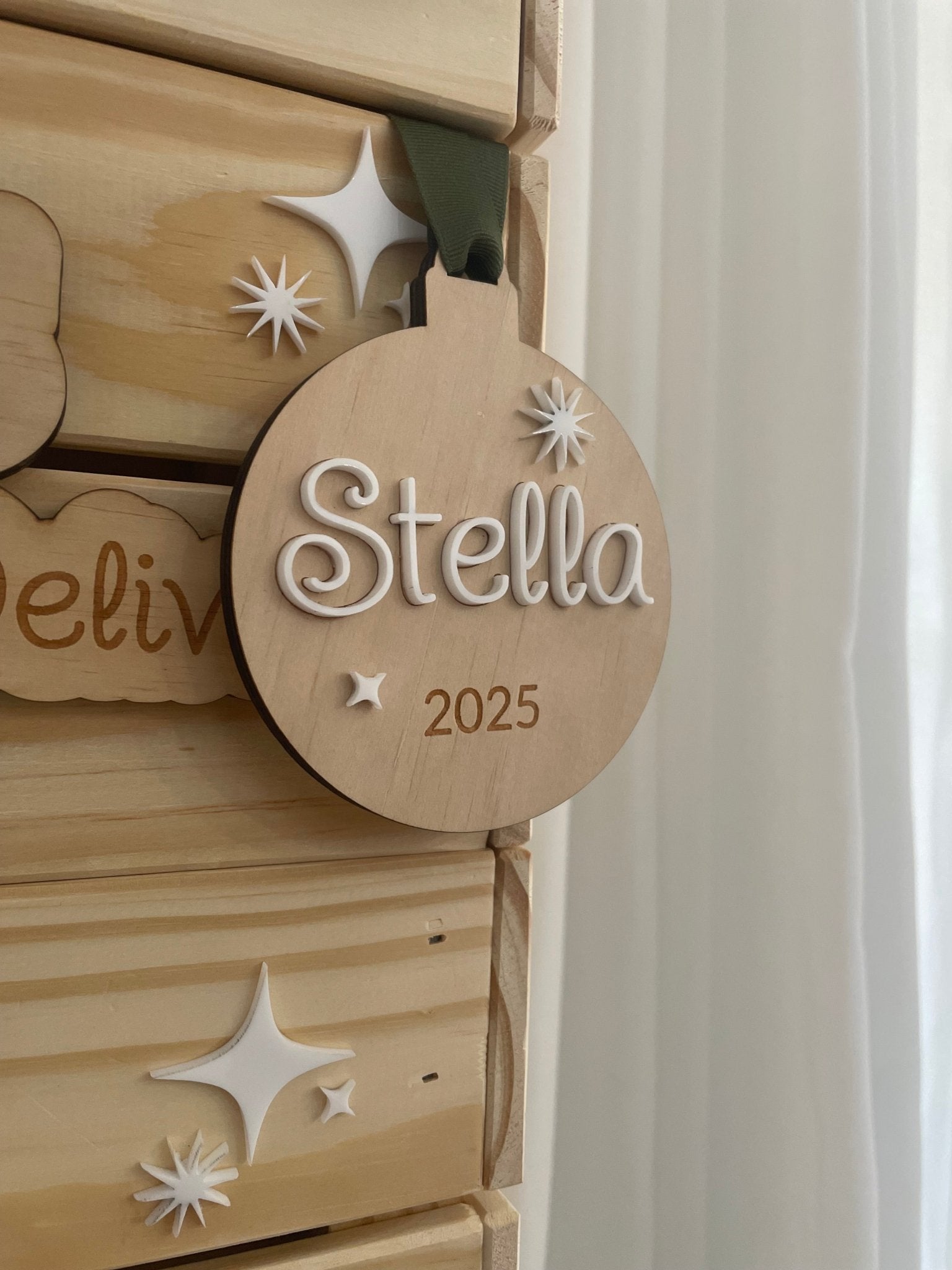 Personalised Christmas Tree Ornament with Acrylic Name - Notchd Studio