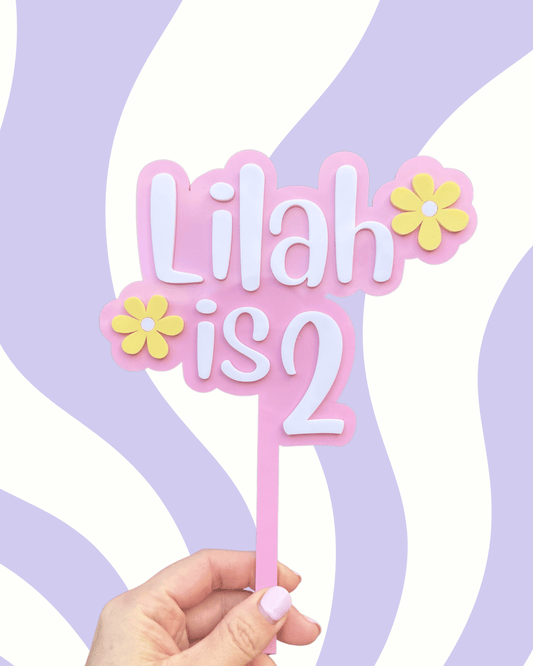 Personalised Daisy Cake Topper | Custom Name & Age Birthday Cake Topper - Notchd Studio