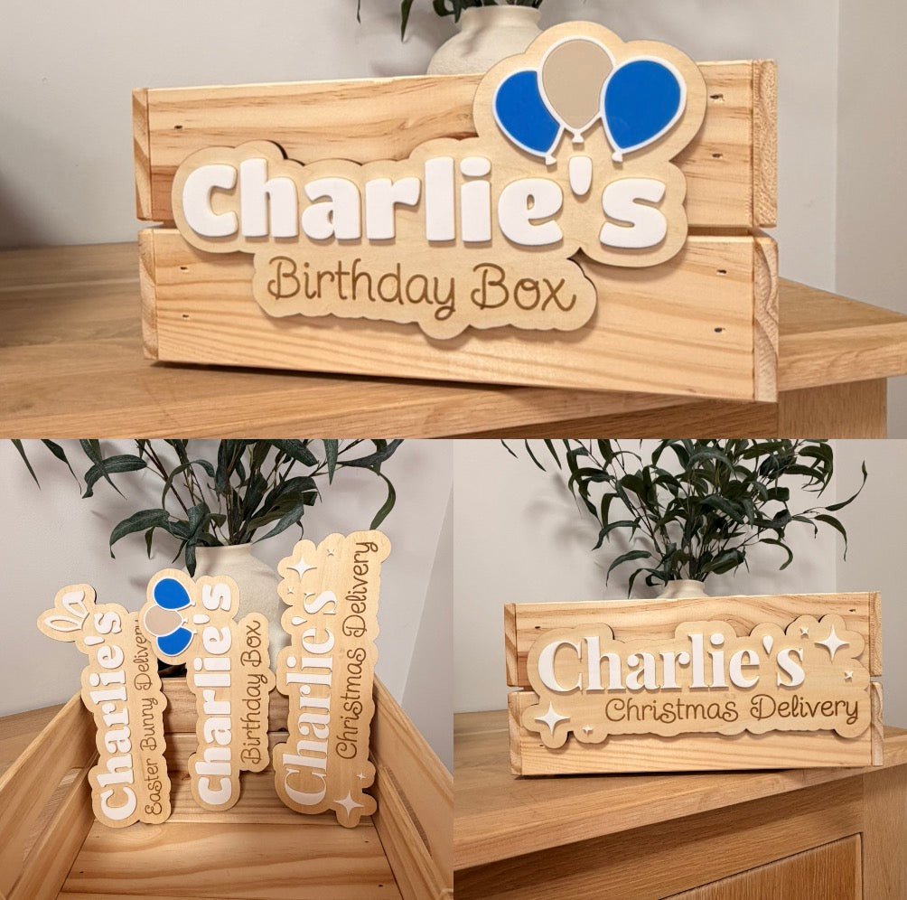 Personalised Keepsake Box with 3 Interchangeable Plaques - Notchd Studio
