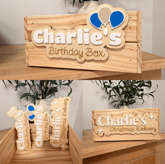 Personalised Keepsake Box with 3 Interchangeable Plaques - Notchd Studio