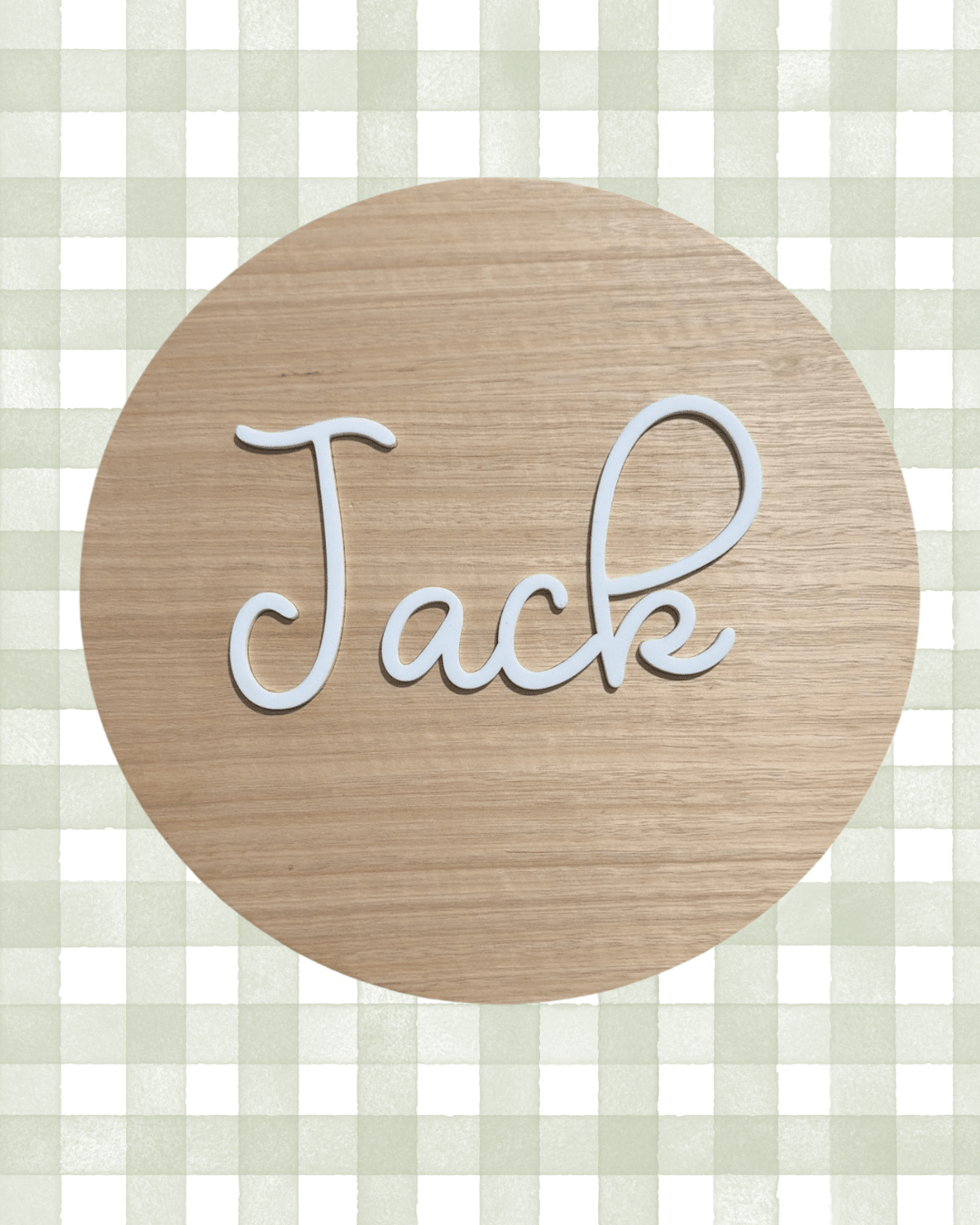 Personalised Round Door Sign – White Acrylic Name (28cm) - Notchd Studio