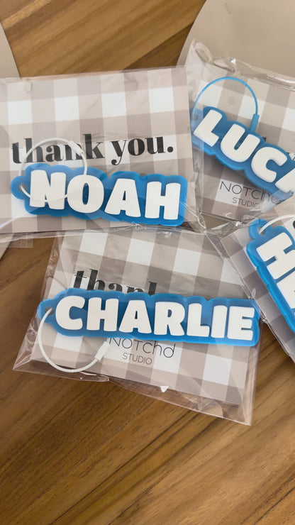 Bright Blue Personalised Acrylic Bag Tag